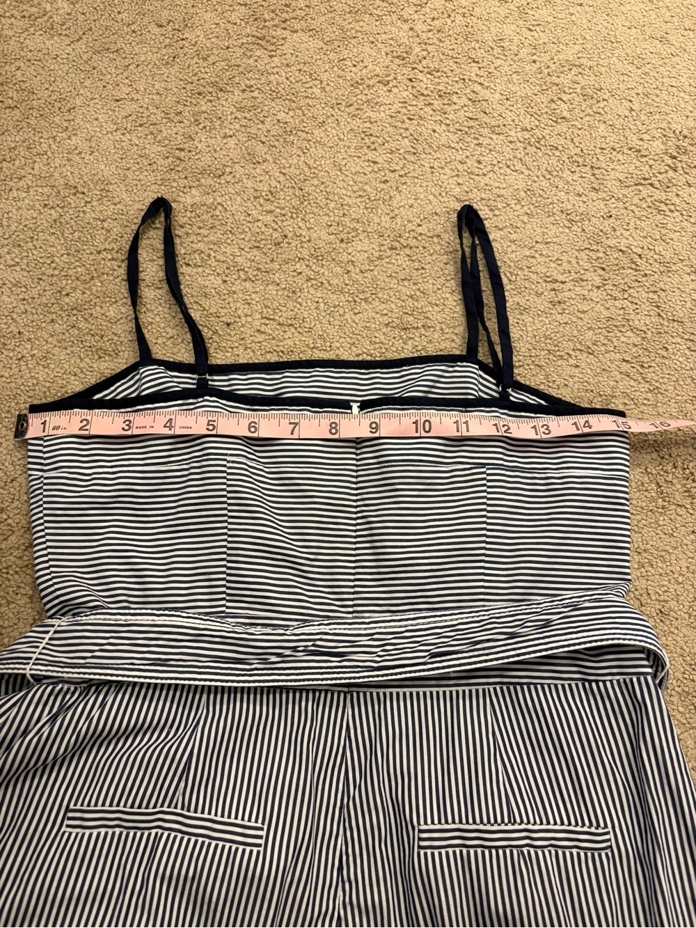 ⁠J.Crew Marseille Blue White Pinstripe Wide Leg Crop Jumpsuit Size 2 - Picture 10 of 11